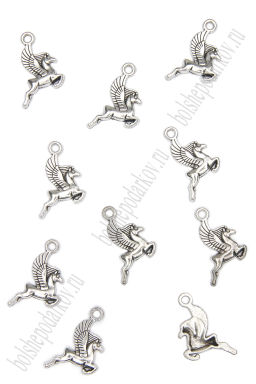 Подвеска металл 1,5*2 см "Лошадка" (10 шт) SF-7745, серебро