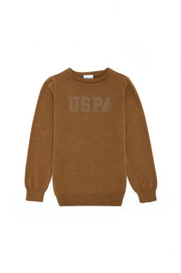 U. S. Polo Assn Светло-коричневый трикотажный свитер с круглым вырезом для мальчика - U.s. polo assn фото 2
