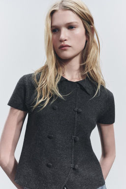 PLAIN KNIT SHORT SLEEVE JACKET