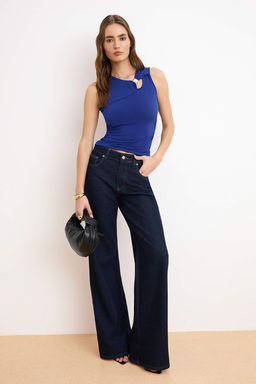 Trendyolmilla Haki Fitted/Vucuda Oturan Cut Out Detayl? Aksesuarl? Esnek Orme Bluz TWOSS25BZ00402  фото 19