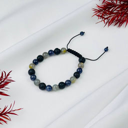 Браслет регулируемый "Стихия Вода" из Лабрадора, Иолита и Лавы от 19 см