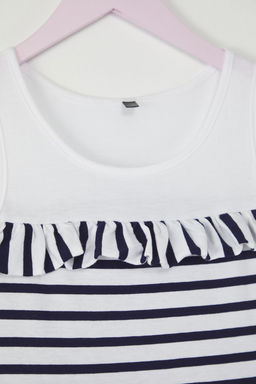 Pembe K?z Cocuk %100 Pamuk Cizgili Kolsuz Mini Bayraml?k Orme Elbise TKDSS25EL00062 - Trendyolmilla фото 6