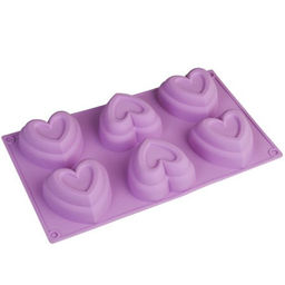 Форма для выпечки 6 ячеек силиконовая/ YH444 /уп 6/144/0.118/Сердце/30*17/0.112 - Галеонтрейд фото 5