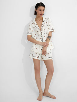 Комплект домашний женский молочный с принтом мишки - Mark formelle фото 9