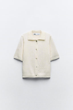 PLAIN KNIT POLO COLLAR TOP - Zara фото 6