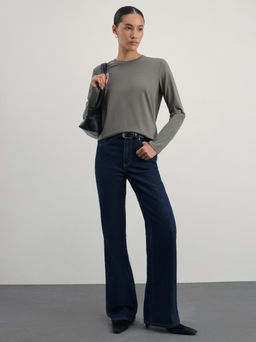 Однотонный базовый лонгслив из хлопка / Zarina  фото 2