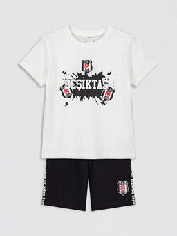 Be?ikta? Bask?l? Erkek ?ocuk ?ortlu Pijama Tak?m?
