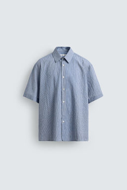 CAMISA REGULAR FIT CUADROS TEXTURA / Azul - Zara фото 7