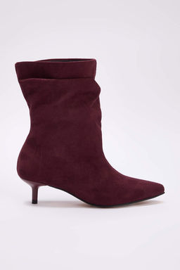 Siyah Suet Sivri Burun Kad?n Kitten Topuklu Yar?m Bot TAKAW26BO00088 - Trendyolmilla фото 7