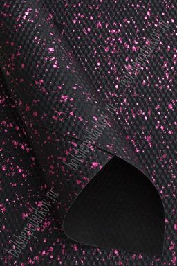 Кожзам текстурный "Брызги" А4 (5 листов) SF-5837, черный/фукси №9