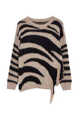 Vizon Yumusak Dokulu Zebra Desenli Triko Kazak TWOAW25KZ00178 - Trendyolmilla фото 6