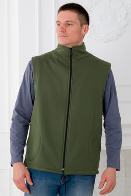 Жилет мужской из футера 3-х нитка хаки макси - Амадэль фото 6
