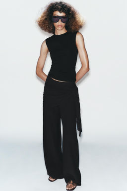 PANTAL?N ANCHO PA?UELO / Negro - Zara фото 3