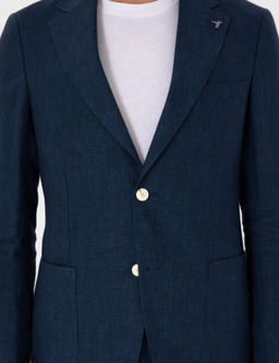 Lacivert Slim Fit %100 Keten Ceket - Cacharel фото 7