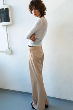 PANTAL?N RECTO RAYA DIPLOM?TICA / Beige - Zara фото 2