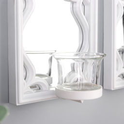 Подсвечник пластик, стекло на 1 свечу "Зеркальные узоры" набор 2 шт d-4 см белая 8х13х40 см   906886