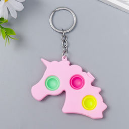 Цена за 12 шт. Брелок резина антистресс (бесконечная пупырка) Розовый единорог МИКС 9х5,6 см - Simaland фото 3