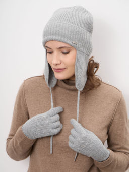 Шапка из кашемира 04341 серо-голубая