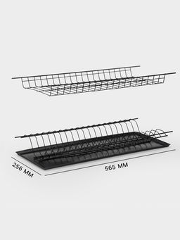 Сушилка для посуды с поддоном для шкафа 60 см, 56.5×25.6 см, чёрная