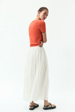 SHORT SLEEVE KNIT TOP WITH PIPING - Zara фото 17