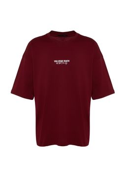 TRENDYOL MAN Bordo Oversize/Genis Kesim %100 Pamuklu Minimal Yaz? Bask?l? T-Shirt TMNSS23TS00099 - Trendyolmilla фото 8