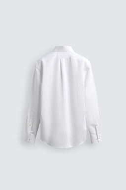 CAMISA REGULAR FIT  ALGOD?N - LINO / Blanco - Zara фото 8