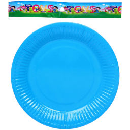 Цена за 6 шт. Тарелка бумажная 18 см в наборе 10 шт "Голубой"