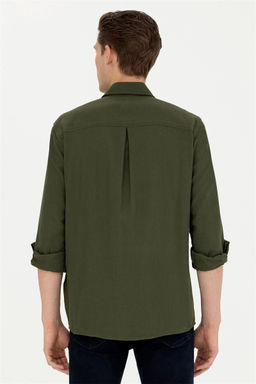 Мужская рубашка цвета хаки с длинным рукавом - U.s. polo assn фото 5