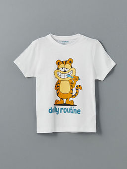 Bask?l? Penye Erkek ?ocuk Pijama ?st