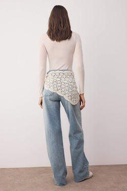 Mavi Dantel Aksesuarl? Yuksek Bel Wide Leg Jeans TWOAW26JE00230 - Trendyolmilla фото 4