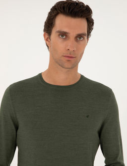 Базовый свитер приталенного кроя цвета хаки - Cacharel фото 2