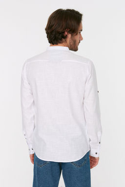 TRENDYOL MAN Koyu Yesil Slim Fit Basic Hakim Yaka Apoletli %100 Pamuklu Keten Gorunumlu Gomlek TMNSS20GO0188 - Trendyolmilla фото 21