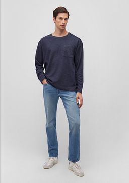 Lacivert Basic Tisort - Mavi фото 2