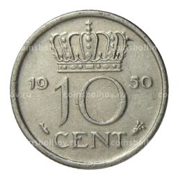 Монета 10 центов 1950 года Нидерланды
