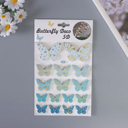 Наклейка интерьерная PVC Рой бабочек, голубая, 26?15.5 см