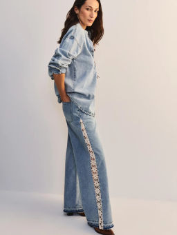 Широкие джинсы с вставками из кружева ZR2605092356-101 / Zarina