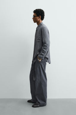 CAMISA FLUIDA RAYAS / Azul lavado - Zara фото 4