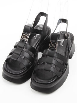 08-PEQ212-2 BLACK Босоножки женские (натуральная кожа)