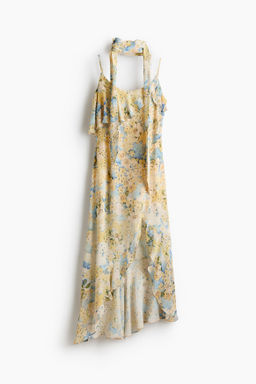 Vestido de gasa con volantes y fular