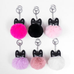 Цена за 2 шт. Брелок для ключей на кольце Пушистик. Котик, на сумку, рюкзак, d=7 см, МИКС - Simaland фото 3