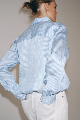 CAMISA RAYAS LAZADAS ZW COLLECTION / Azul / Blanco - Zara фото 3