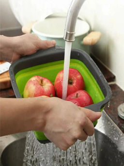 Дуршлаг-сито силиконовый складной прямоуголный 22см ID8834 - Мхт фото 8