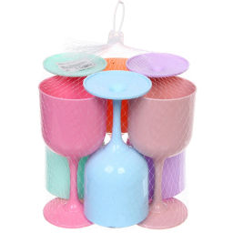 Бокал для вина 250мл в наборе 6шт "Пастель", микс цветов