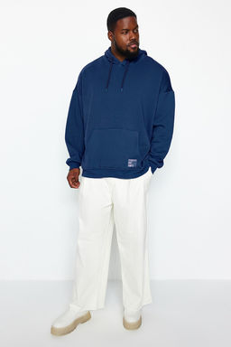 TRENDYOL MAN Antrasit Buyuk Beden Oversize Basic Rahat Kapusonlu Etiketli Ici Polarl? Sweatshirt TMNAW24AO00000 - Trendyolmilla фото 30