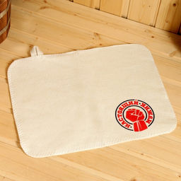 Набор для бани с принтом Настоящий мужик, 5 предметов: шапка, рукавица, портфель, мочалка, коврик