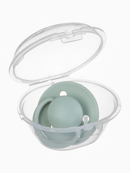 Соска-пустышка, от 6 мес., латекс, классическая, в контейнере, серо-зелёная, M&B