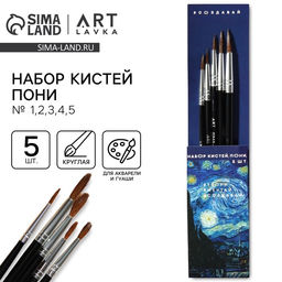 Цена за 2 шт. Кисть для рисования набор 5 шт. пони №1,2,3,4,5 «Ван Гог»