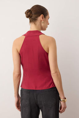 Limited Edition Bordo Modal Kruvaze Dokuma Bluz TWOSS25BZ00363