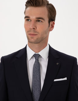 Lacivert Slim Fit Tak_m Elbise - Cacharel фото 2