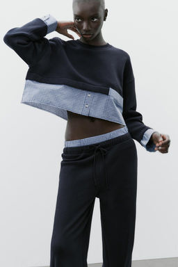 CONTRAST CROPPED SWEATSHIRT
